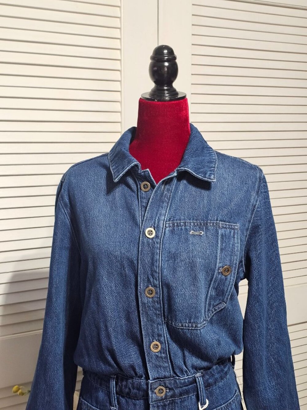 NWT Pilcro Women's Relaxed Denim Button-Front Utility OverallsJumpsuit Sz M 3643 - Picture 4 of 13